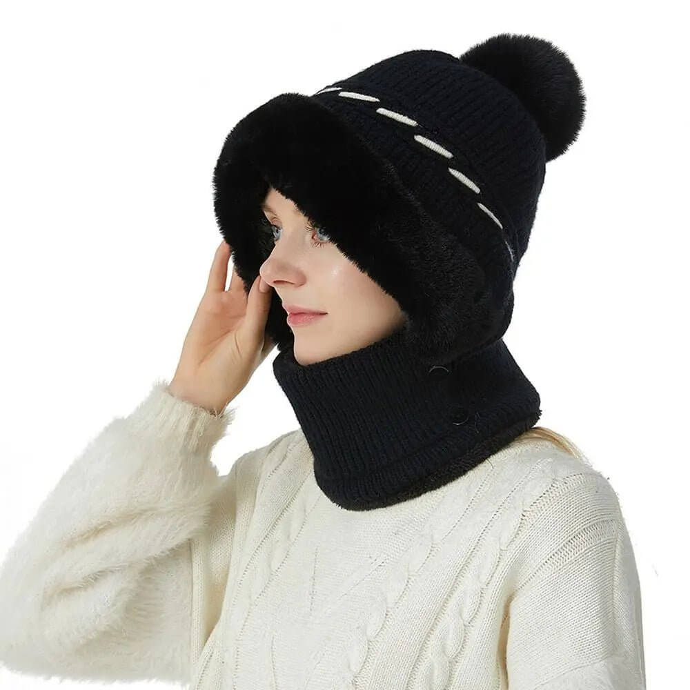 Warmer Knitted Hat - Casual Plush Ears Protection Cap