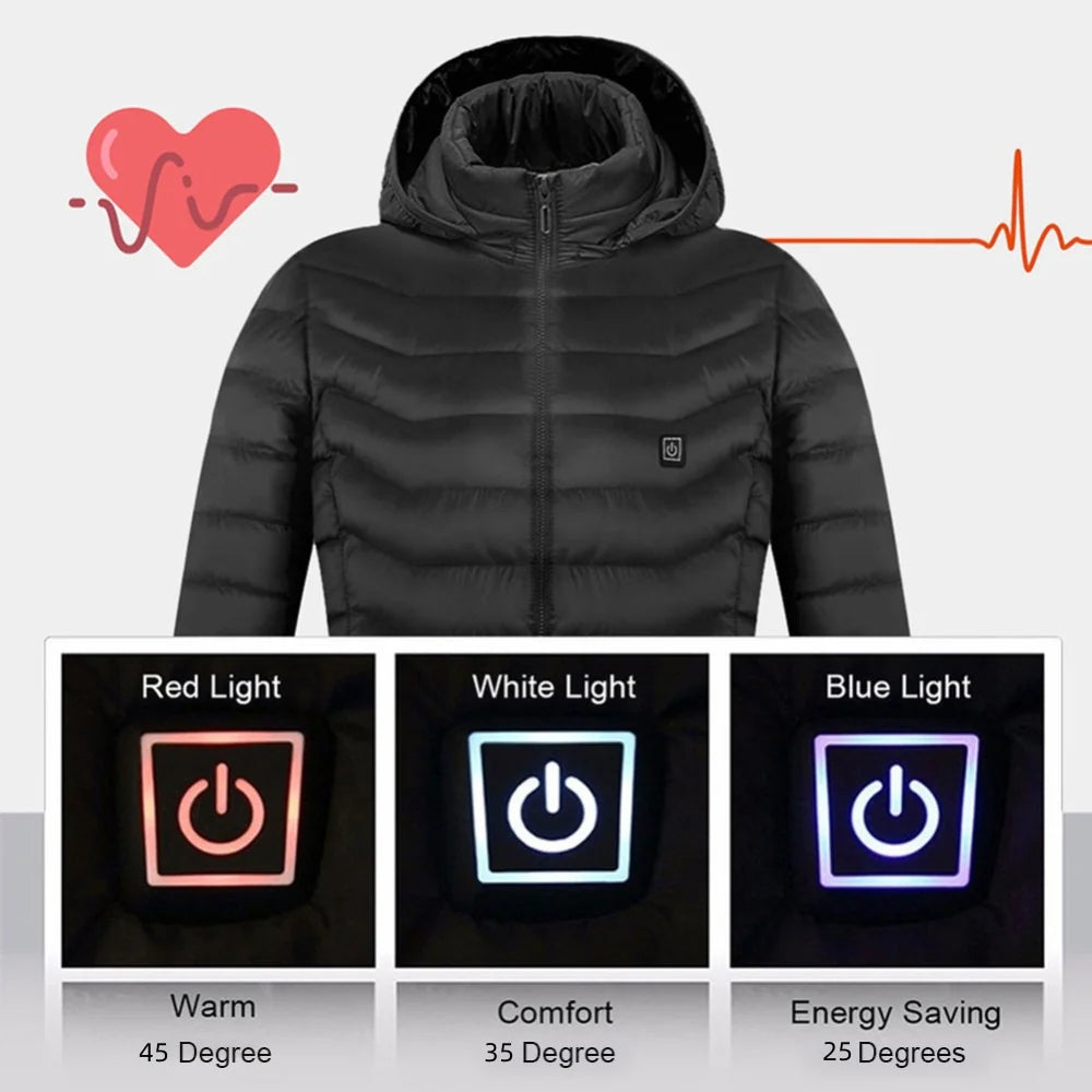 Smart Heated Jacket for Men & Women – USB Rechargeable Electric Winter Coat, Body Warmer with Adjustable Heat Pads