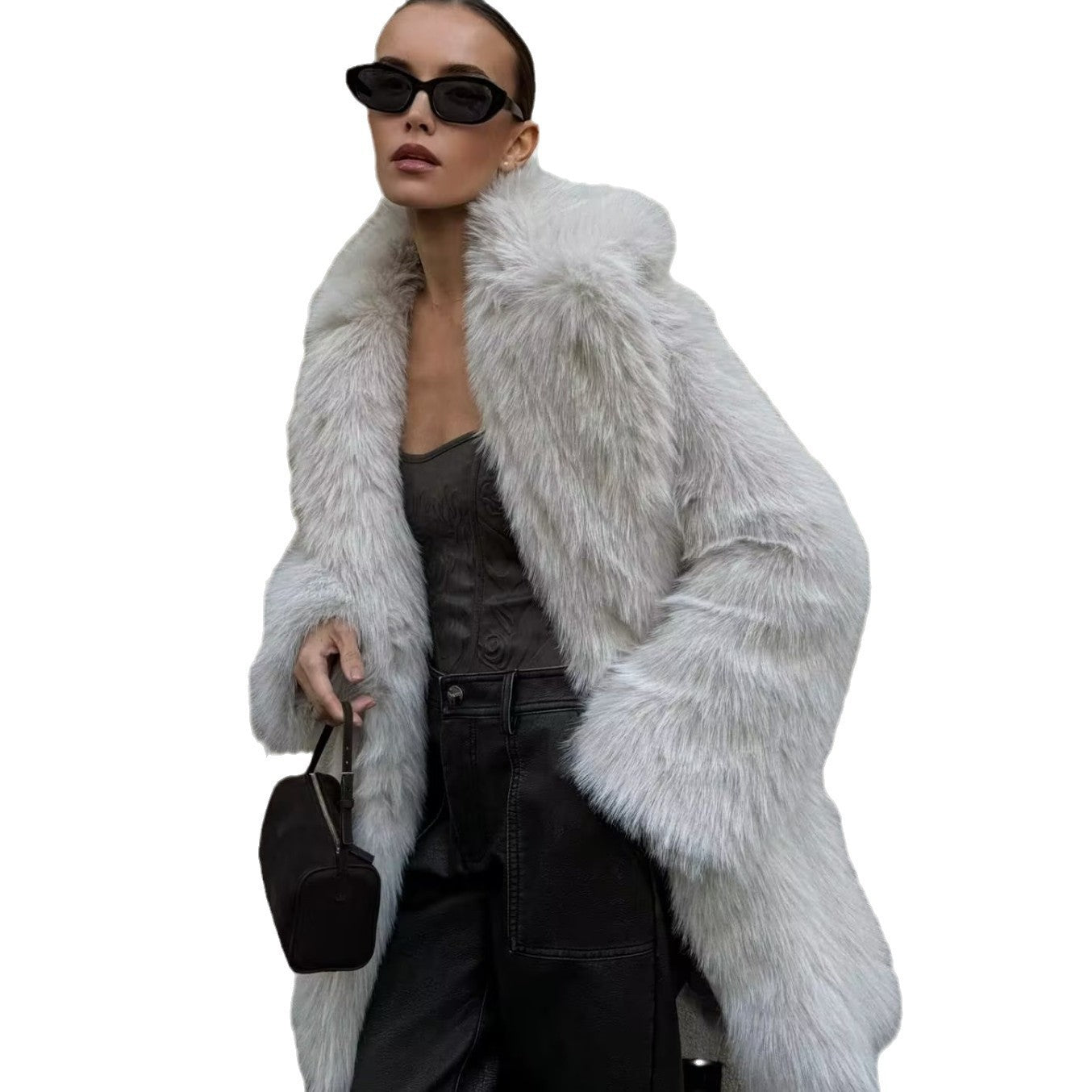Women’s Winter Plush Coat – Thickened Lapel, Casual Long Sleeve, Fashionable Outerwear