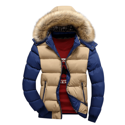 Mens Two Tone Puffer Jacket - with Removable Hood
