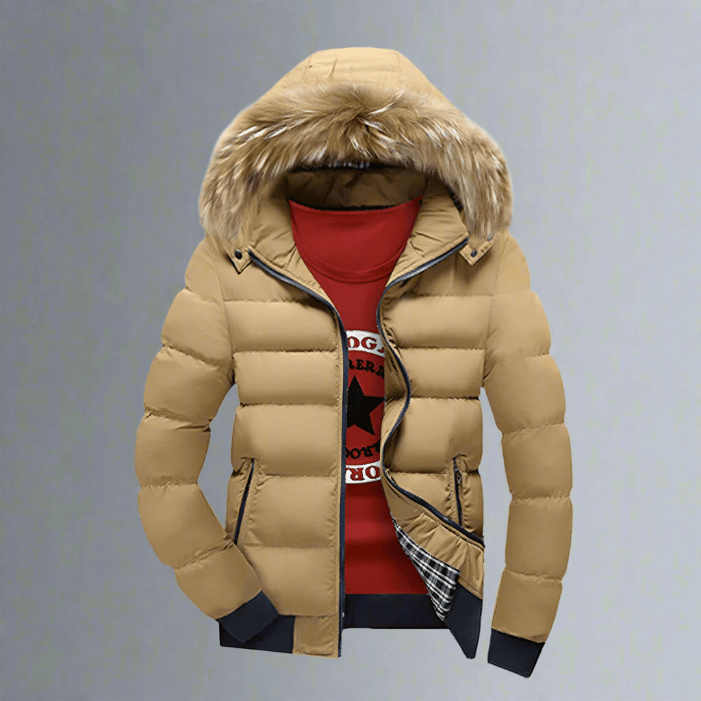 Mens Two Tone Puffer Jacket - with Removable Hood