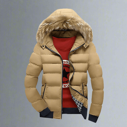 Mens Two Tone Puffer Jacket - with Removable Hood