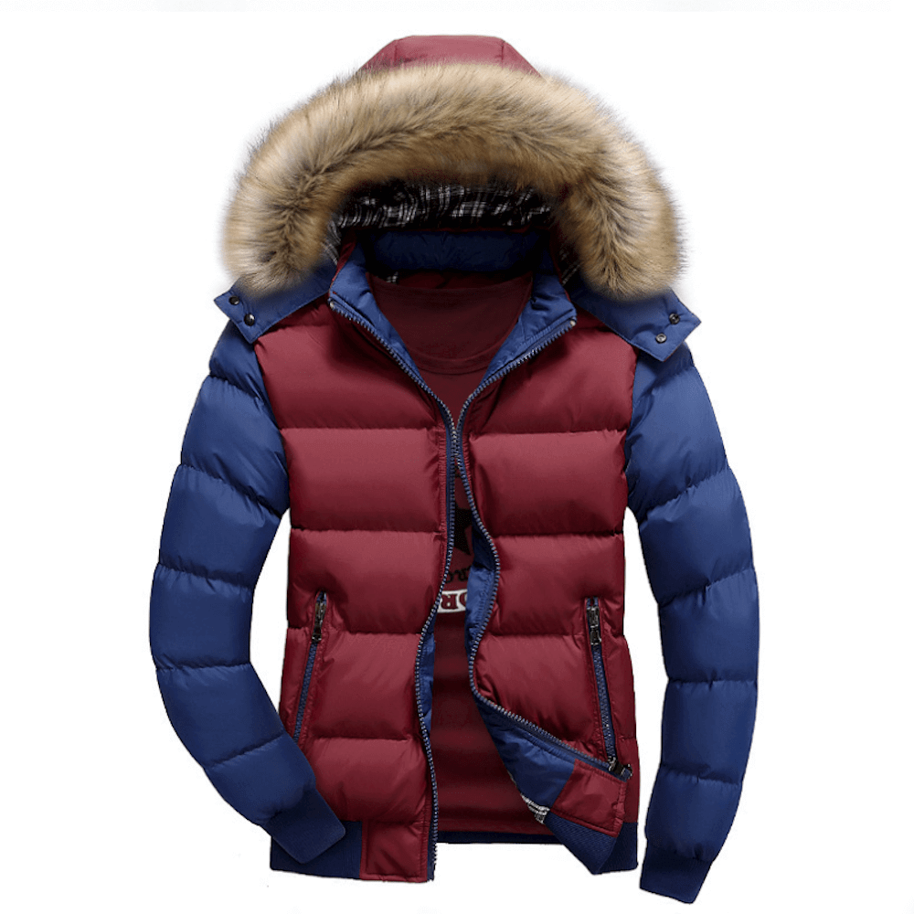 Mens Two Tone Puffer Jacket - with Removable Hood