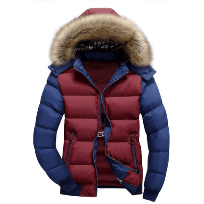 Mens Two Tone Puffer Jacket - with Removable Hood