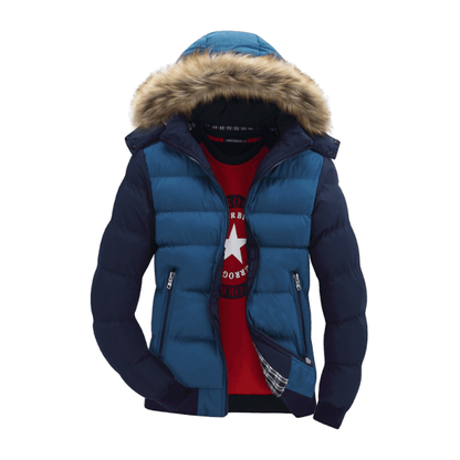Mens Two Tone Puffer Jacket - with Removable Hood