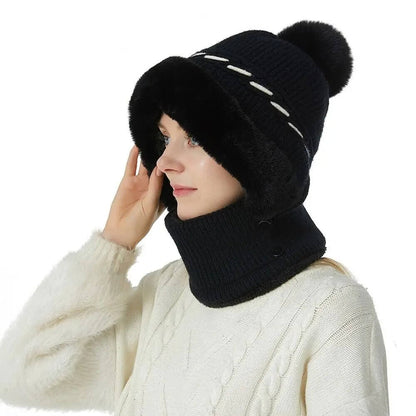 Warmer Knitted Hat - Casual Plush Ears Protection Cap