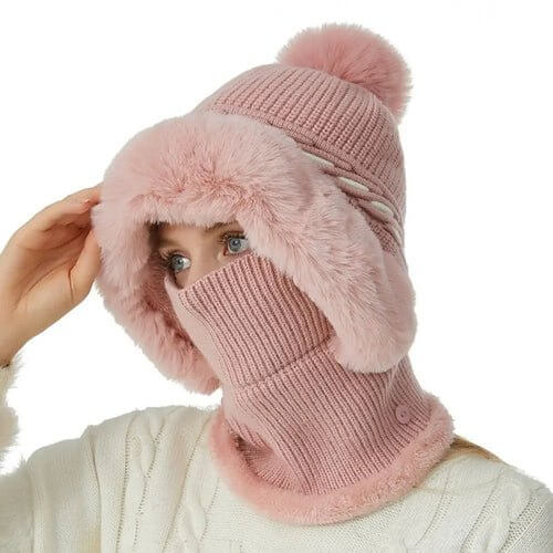 Warmer Knitted Hat - Casual Plush Ears Protection Cap