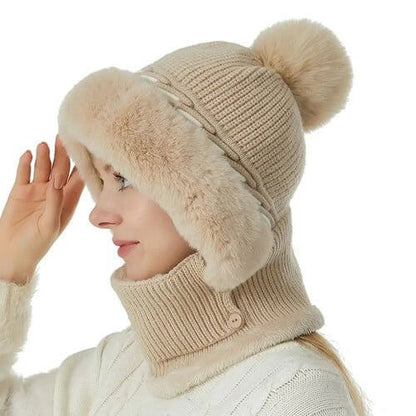 Warmer Knitted Hat - Casual Plush Ears Protection Cap