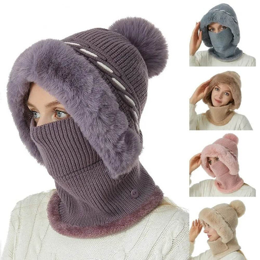 Warmer Knitted Hat - Casual Plush Ears Protection Cap
