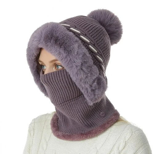 Warmer Knitted Hat - Casual Plush Ears Protection Cap