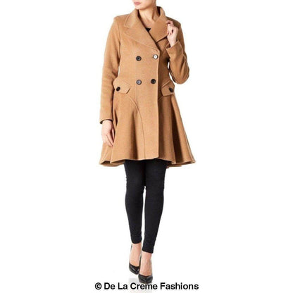 Women’s Wool Blend Double-Breasted Fit & Flare Skater Coat