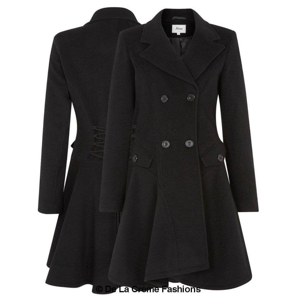 Women’s Wool Blend Double-Breasted Fit & Flare Skater Coat