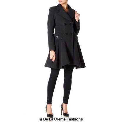 Women’s Wool Blend Double-Breasted Fit & Flare Skater Coat