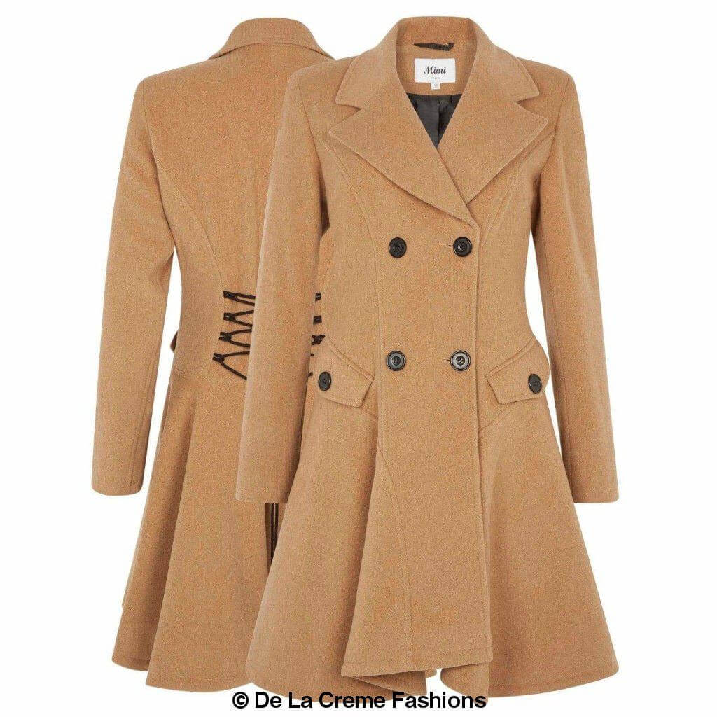 Women’s Wool Blend Double-Breasted Fit & Flare Skater Coat