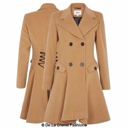 Women’s Wool Blend Double-Breasted Fit & Flare Skater Coat