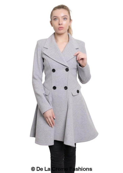 Women’s Wool Blend Double-Breasted Fit & Flare Skater Coat