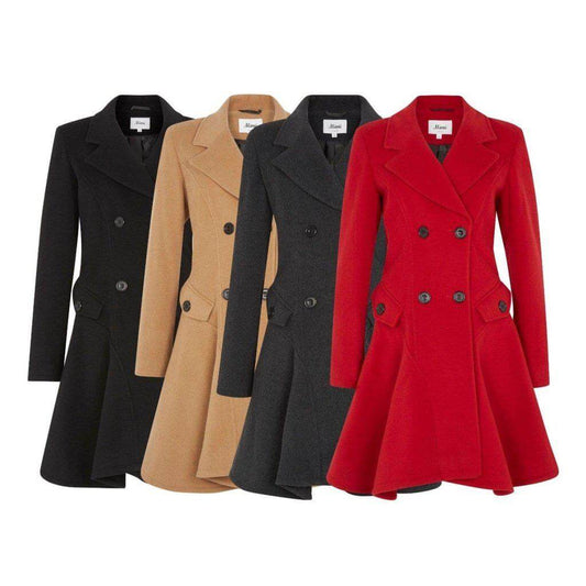 Women’s Wool Blend Double-Breasted Fit & Flare Skater Coat